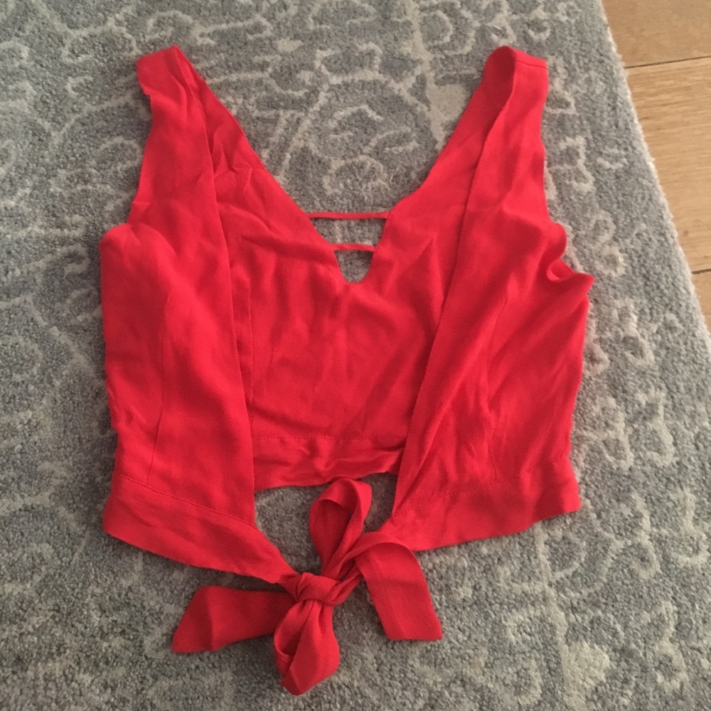 NWOT Lucy Love Red Tie Back Top